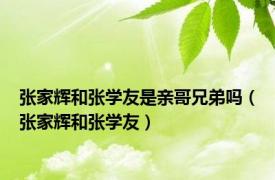 张家辉和张学友是亲哥兄弟吗（张家辉和张学友）