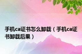 手机ca证书怎么卸载（手机ca证书卸载后果）