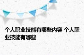 个人职业技能有哪些内容 个人职业技能有哪些 