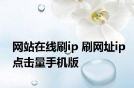 网站在线刷ip 刷网址ip点击量手机版 