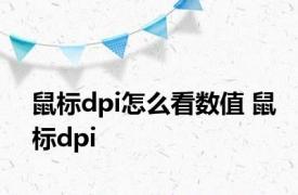 鼠标dpi怎么看数值 鼠标dpi 