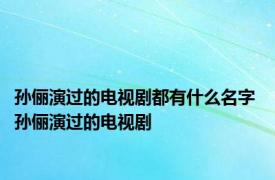 孙俪演过的电视剧都有什么名字 孙俪演过的电视剧 