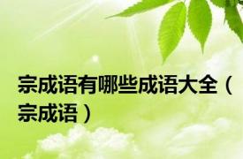 宗成语有哪些成语大全（宗成语）