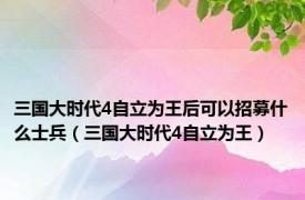 三国大时代4自立为王后可以招募什么士兵（三国大时代4自立为王）