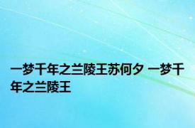 一梦千年之兰陵王苏何夕 一梦千年之兰陵王 