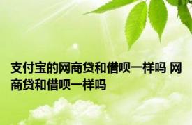 支付宝的网商贷和借呗一样吗 网商贷和借呗一样吗 