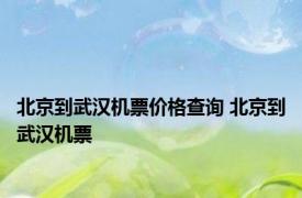 北京到武汉机票价格查询 北京到武汉机票 