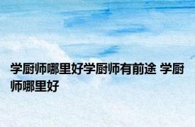 学厨师哪里好学厨师有前途 学厨师哪里好 