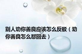 别人劝你善良应该怎么反驳（劝你善良怎么怼回去）