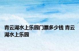 青云湖水上乐园门票多少钱 青云湖水上乐园 