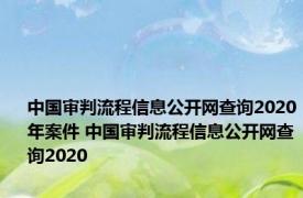 中国审判流程信息公开网查询2020年案件 中国审判流程信息公开网查询2020 