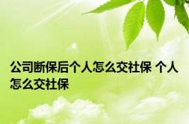 公司断保后个人怎么交社保 个人怎么交社保 