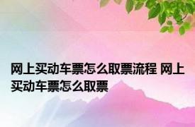 网上买动车票怎么取票流程 网上买动车票怎么取票 