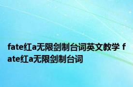 fate红a无限剑制台词英文教学 fate红a无限剑制台词 