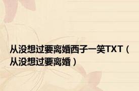 从没想过要离婚西子一笑TXT（从没想过要离婚）