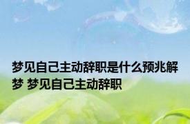 梦见自己主动辞职是什么预兆解梦 梦见自己主动辞职 