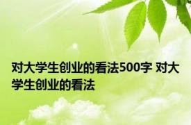 对大学生创业的看法500字 对大学生创业的看法 