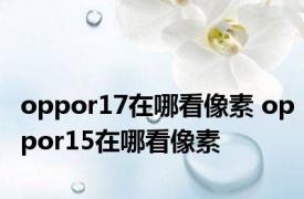 oppor17在哪看像素 oppor15在哪看像素 