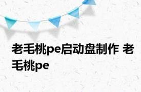 老毛桃pe启动盘制作 老毛桃pe 