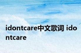 idontcare中文歌词 idontcare 