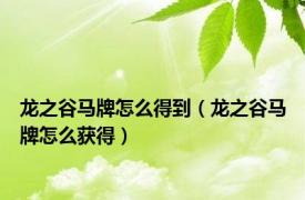 龙之谷马牌怎么得到（龙之谷马牌怎么获得）