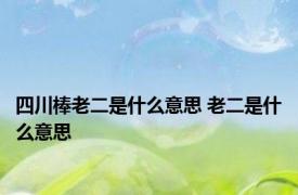 四川棒老二是什么意思 老二是什么意思 