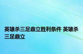 英雄杀三足鼎立胜利条件 英雄杀三足鼎立 