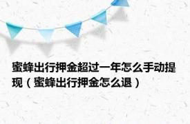 蜜蜂出行押金超过一年怎么手动提现（蜜蜂出行押金怎么退）