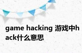 game hacking 游戏中hack什么意思 