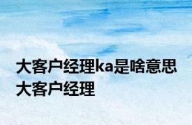 大客户经理ka是啥意思 大客户经理 