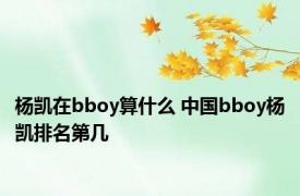 杨凯在bboy算什么 中国bboy杨凯排名第几 