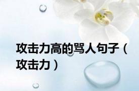 攻击力高的骂人句子（攻击力）