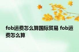 fob运费怎么算国际贸易 fob运费怎么算 