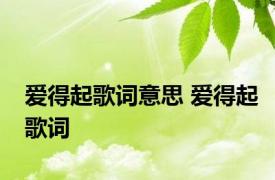 爱得起歌词意思 爱得起歌词 