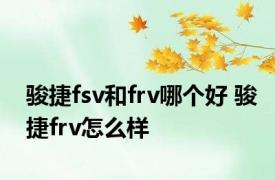 骏捷fsv和frv哪个好 骏捷frv怎么样 