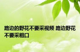 路边的野花不要采视频 路边野花不要采粗口 