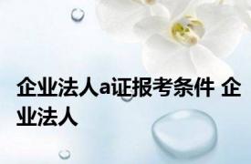 企业法人a证报考条件 企业法人 