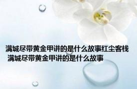 满城尽带黄金甲讲的是什么故事红尘客栈 满城尽带黄金甲讲的是什么故事 