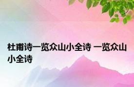 杜甫诗一览众山小全诗 一览众山小全诗 