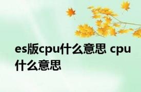 es版cpu什么意思 cpu什么意思 