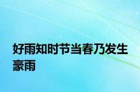 好雨知时节当春乃发生 豪雨 