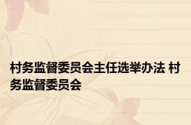 村务监督委员会主任选举办法 村务监督委员会 