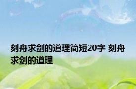 刻舟求剑的道理简短20字 刻舟求剑的道理 