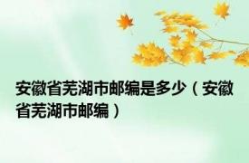 安徽省芜湖市邮编是多少（安徽省芜湖市邮编）