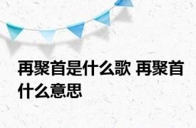 再聚首是什么歌 再聚首什么意思 