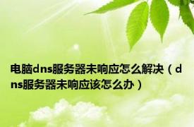 电脑dns服务器未响应怎么解决（dns服务器未响应该怎么办）