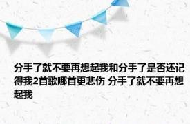 分手了就不要再想起我和分手了是否还记得我2首歌哪首更悲伤 分手了就不要再想起我 