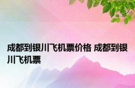 成都到银川飞机票价格 成都到银川飞机票 