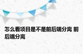 怎么看项目是不是前后端分离 前后端分离 