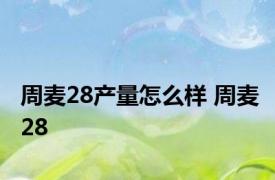 周麦28产量怎么样 周麦28 